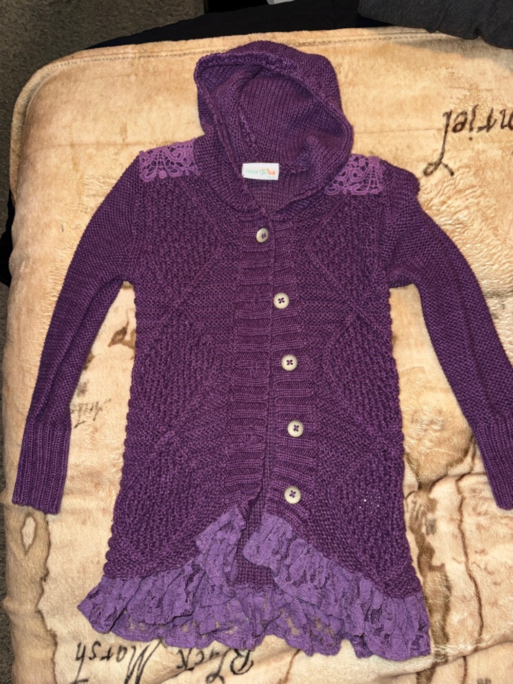 🖤NAARTJIE 2014 VINTAGE GIRLS PURPLE KNIT CARDIGAN SIZE 4/4T🖤